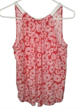 LOFT Tank Top NEW Red White XS Floral Print  Daisy Boho Chic
